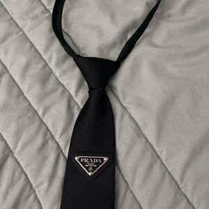 Vintage Prada Black Necktie with Logo